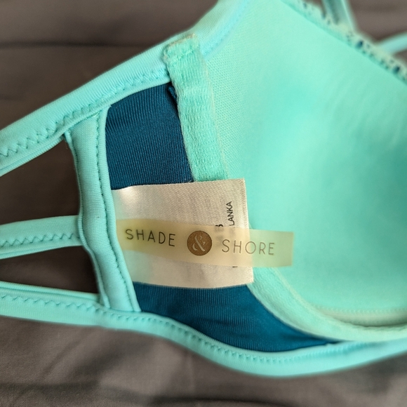 💚 Sand & Shore Bikini Top, 34B Mint Green & Neon - Picture 3 of 5